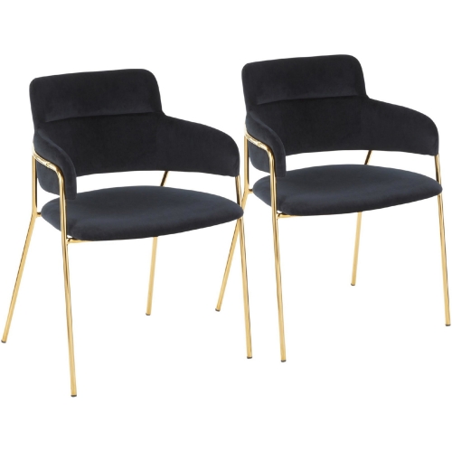 Napoli Dining Chair in Black Velvet & Gold Metal (Set of 2)